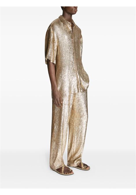 Gold sequined short-sleeve shirt Dries van noten - uomo DRIES VAN NOTEN | 2510807511481954